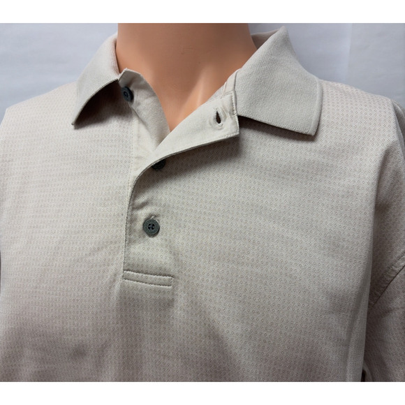 Jos A Bank Leadbetter Golf Shirt Men M Beige 100% Cotton Stays Cool Tech NEW - Picture 1 of 7